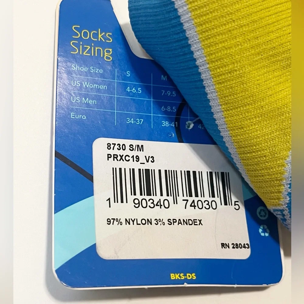 NWT Brooks Pacesetters Running Socks | Blue Yellow Green | S/M